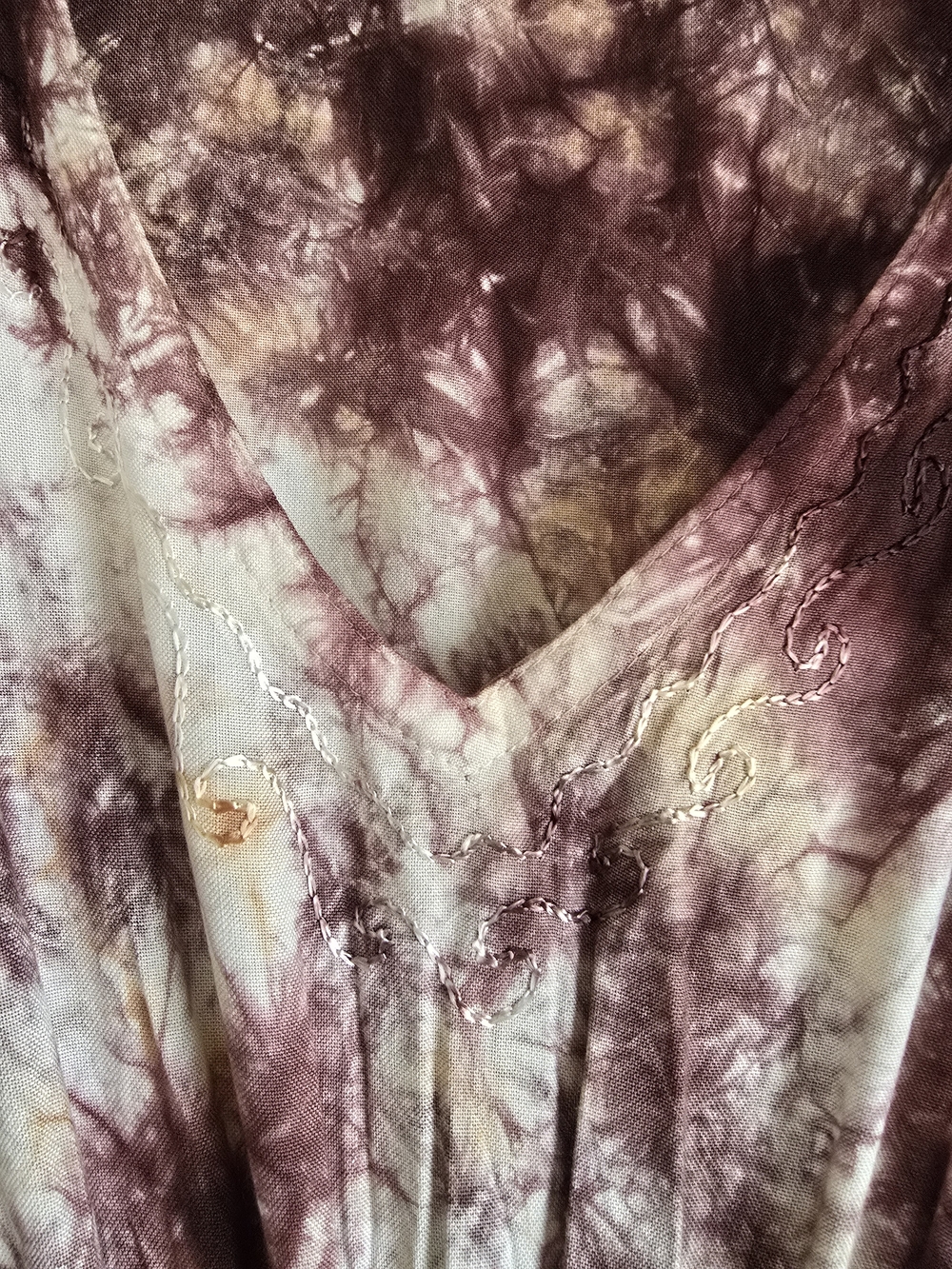 Raya Tie-Dye Beaded V-Neck Beach Cover Up Dress in Plum and Cream - Picture 2 of 16